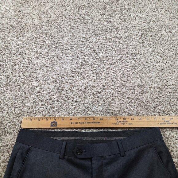 Lauren Ralph Lauren Dress Pants Mens 34x32 Blue Poly Blend Plaid Trousers Flaw* - Picture 3 of 7